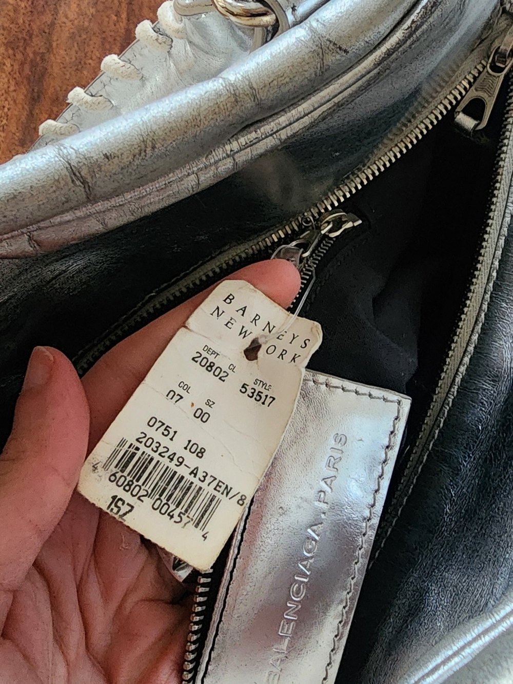 Balenciaga 2009 Metallic Silver Bowling PM Bag With Braided Handles Y2K - Picture 4 of 16